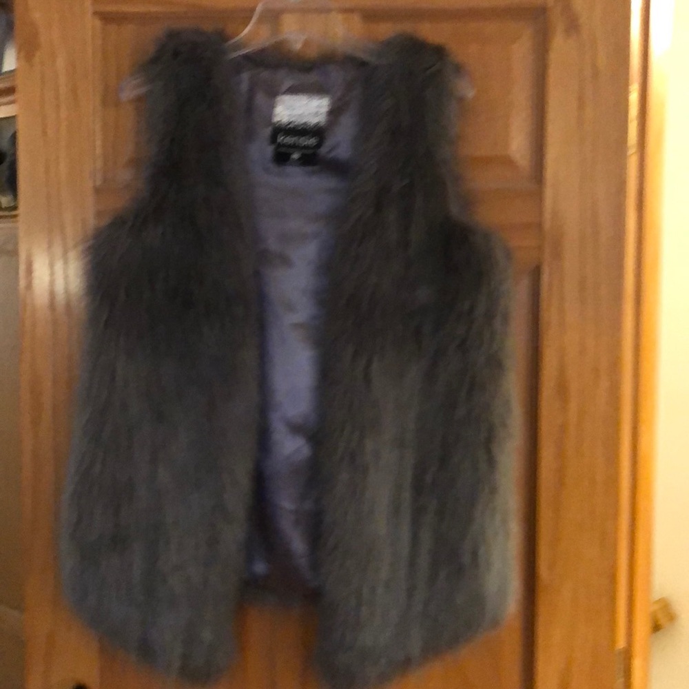Grey faux fur vest